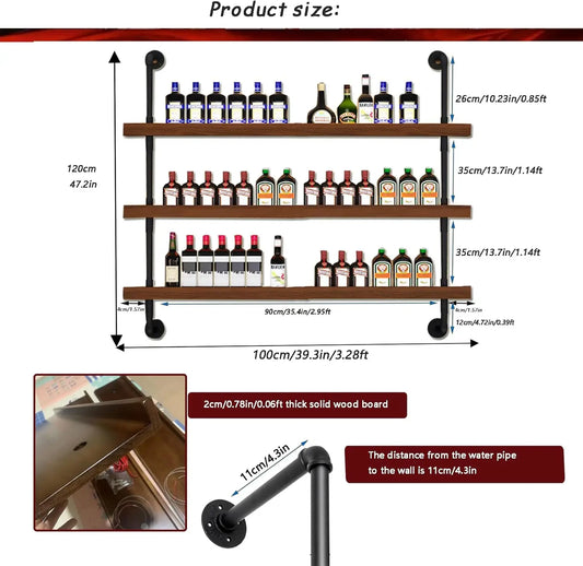 39.7in Solid Wood Wall Mounted Wine Rack
