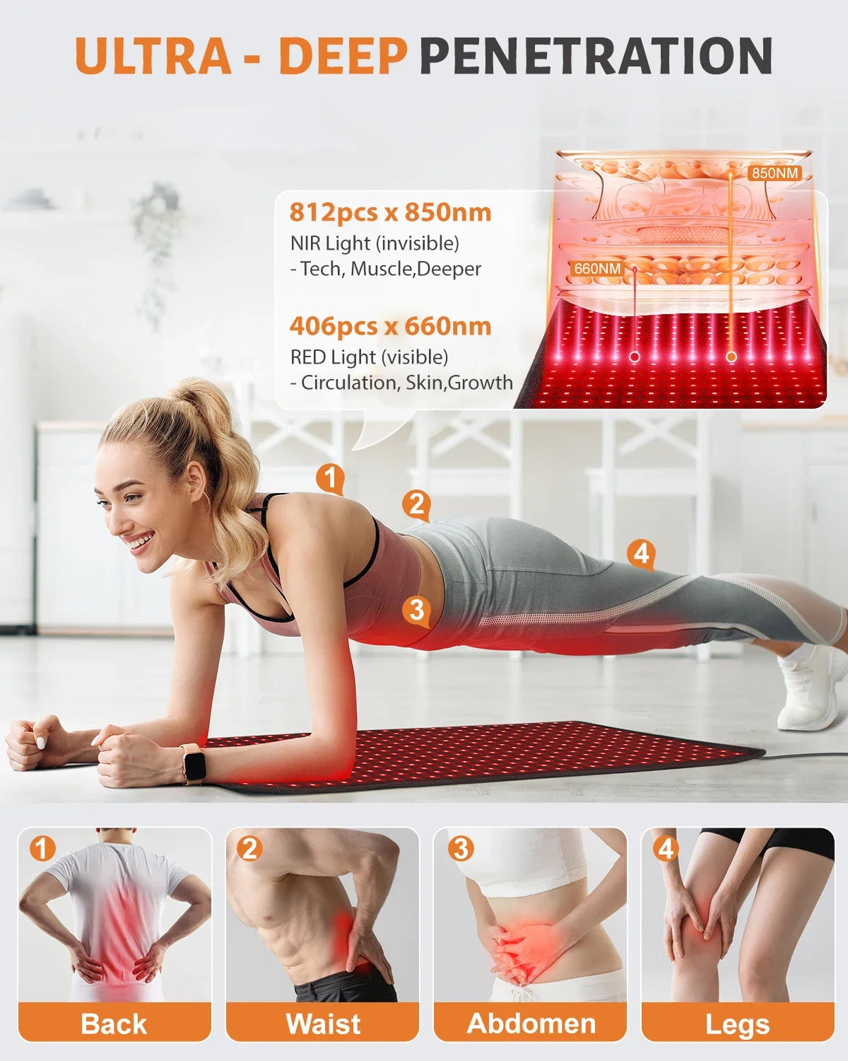 406pcs Led Red Light Therapy Heating Pad