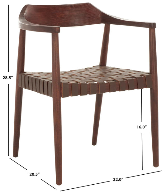 Walnut Solid Wood Armchair Leather Seat