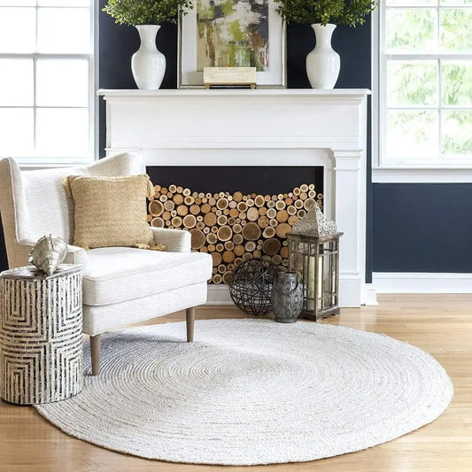 6' Round Jute Area Rug Hand Woven