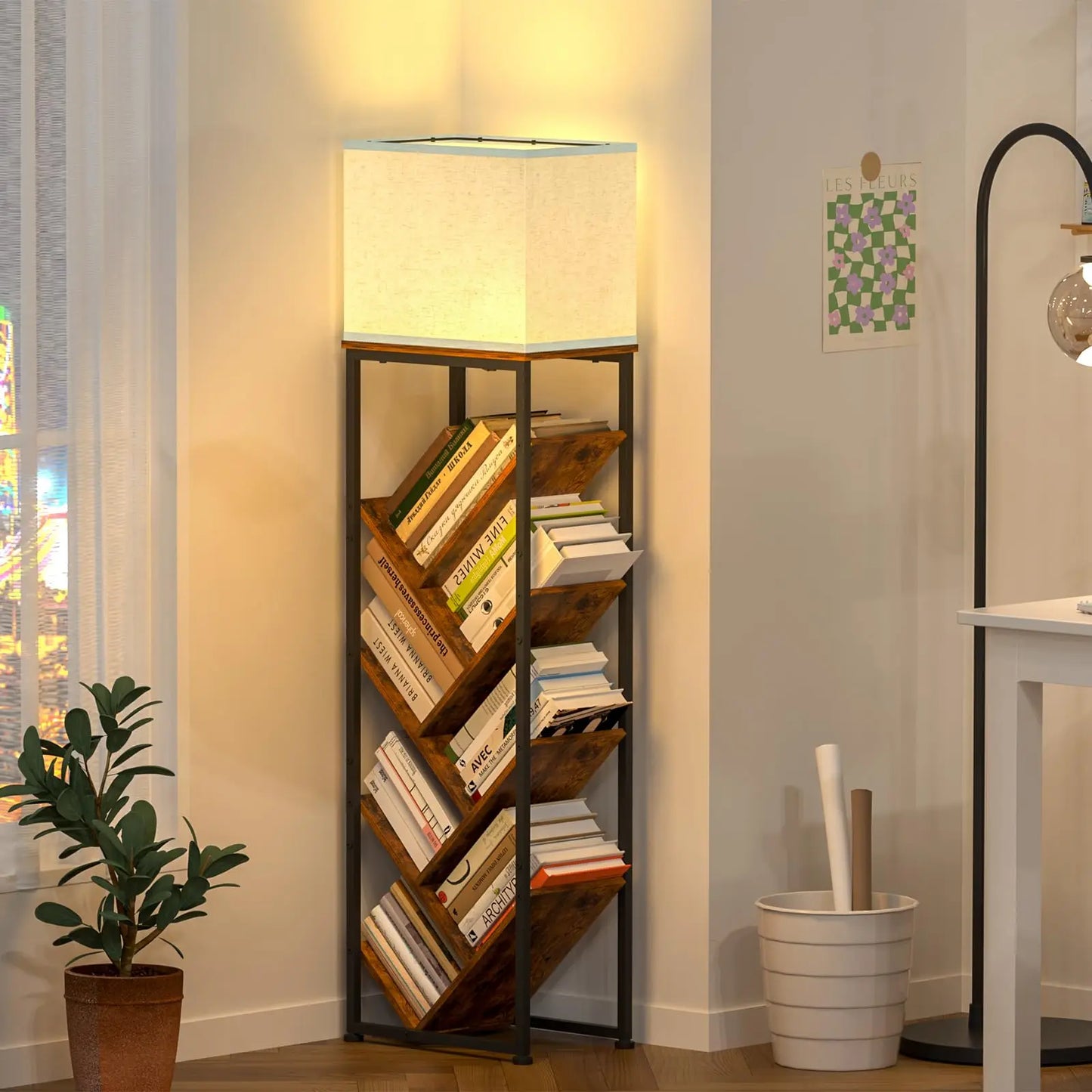 5 Tier Tree Bookshelf With Wood Shelves