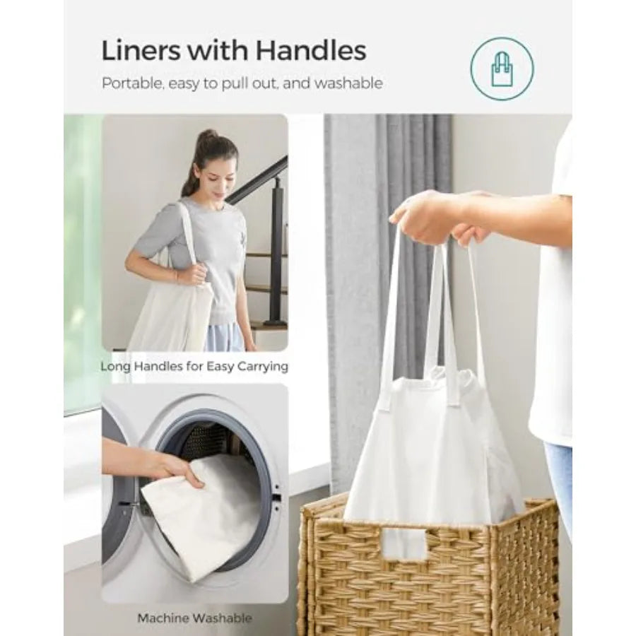 Rattan Clothes Laundry Basket with Lid and Handles