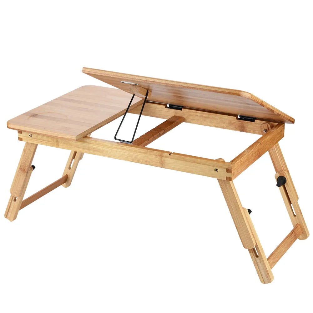 Folding Lifting Table Wooden Bamboo Laptop Desk