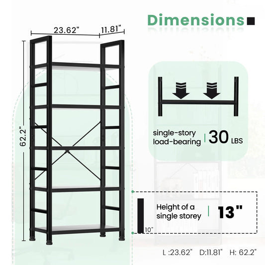 5 Tier Wooden Display Bookshelf Storage