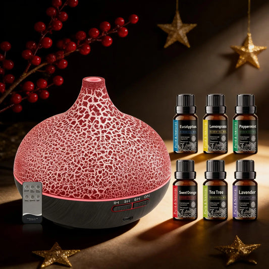 550ml Essential Oil Diffuser Humidifier, Wood Grain