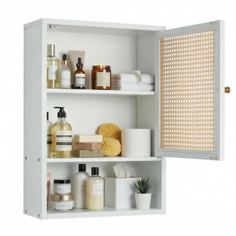 Bamboo Medicine Cabinet with Rattan Doors