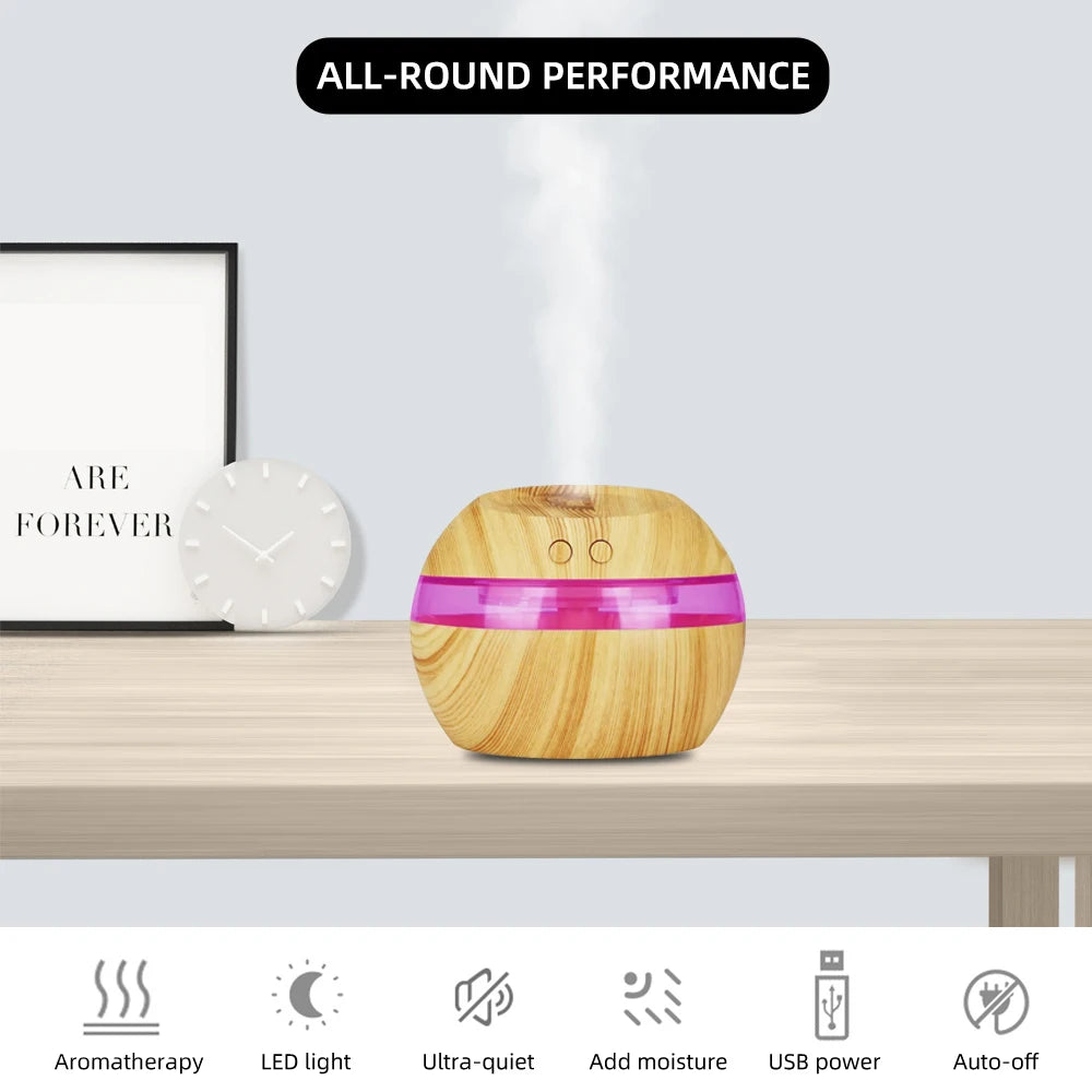 300ml Wood Grain Humidifier & Aromatherapy Diffuser