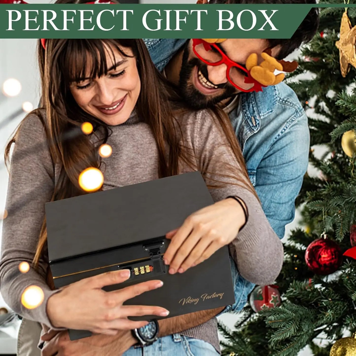 Lockable Bamboo Storage Box with Tray Organizer