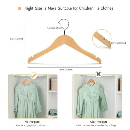 Children Wooden Hangers with Anti Rust Hook