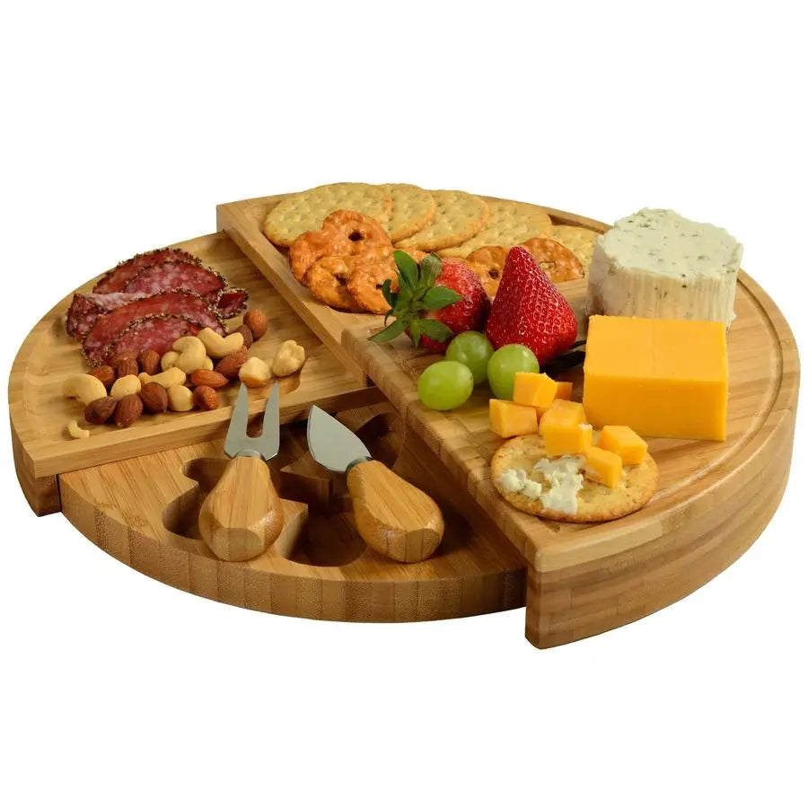 Bamboo Board for Appetizers with Cheese Tools