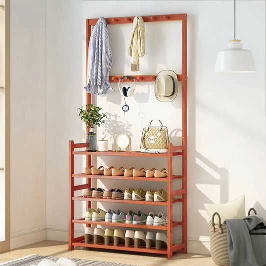 Coat Rack Shoe Bench Vintage Storage Shelf