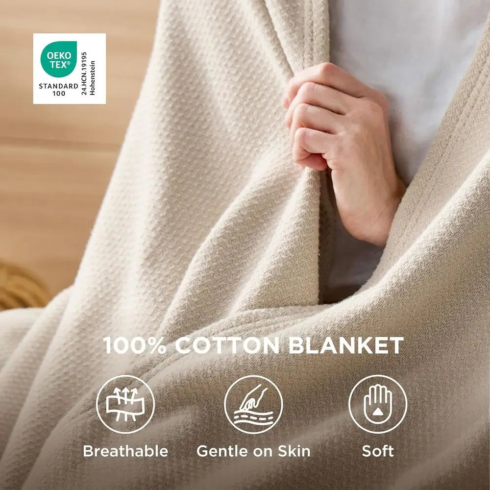 Cotton King Size Cooling Breathable Woven Blanket