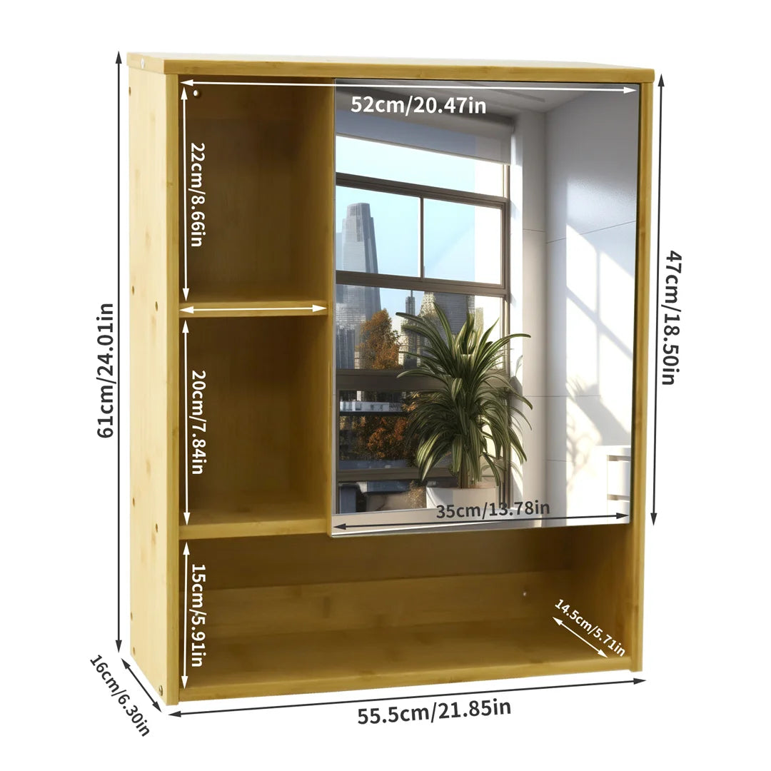 Wooden Medicine Cabinet Wall Mounted Bathroom Vanity Mirror