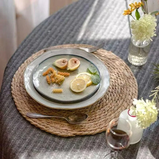 6Pcs 12" Round Natural Hand-Woven Placemats