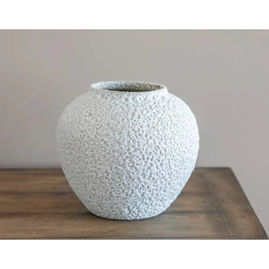 White Ceramic Textured Flower Vase