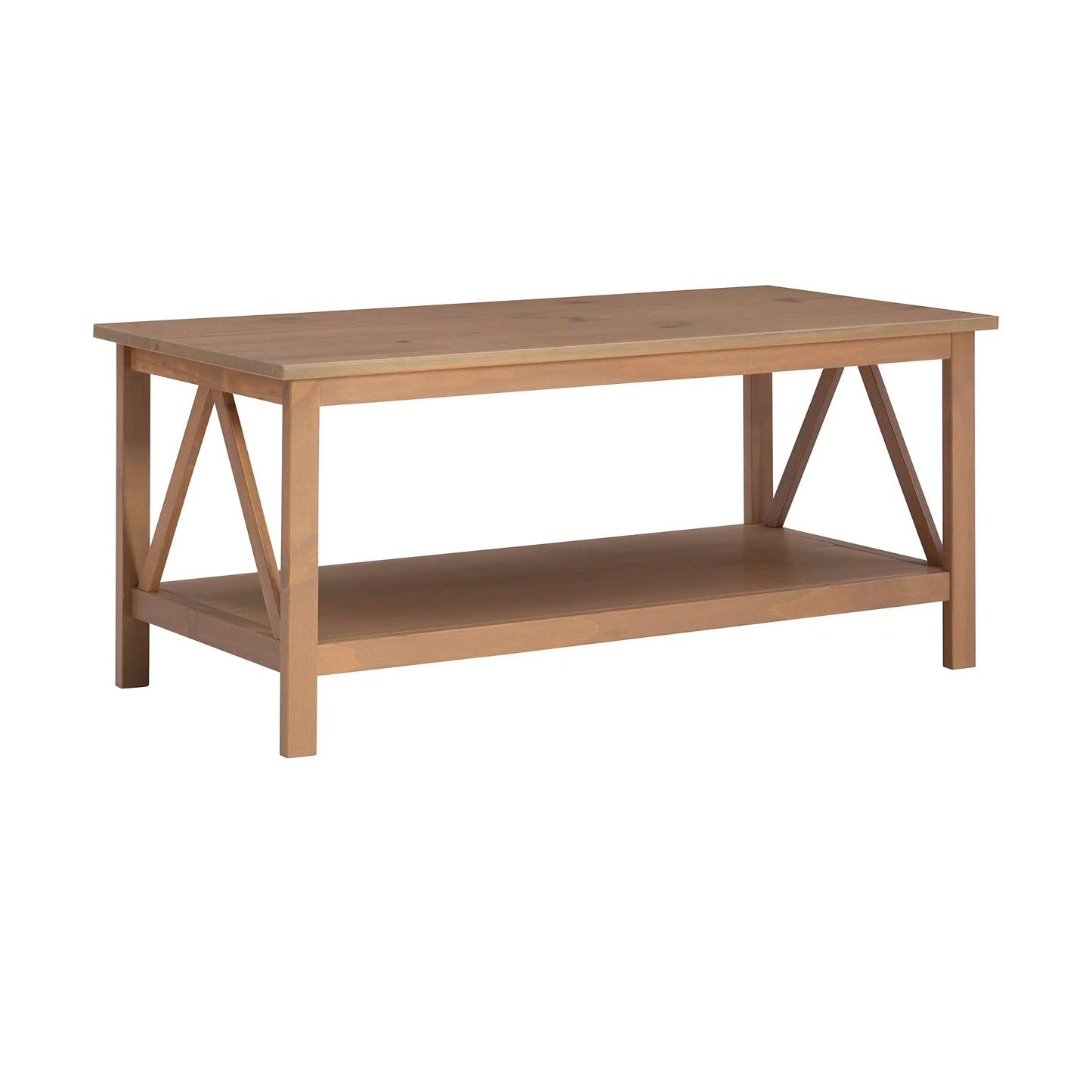 Dark Brown Wooden Coffee Table With X-Frame