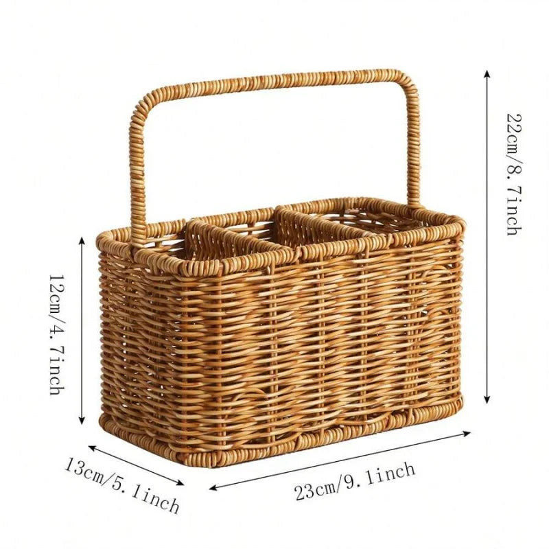 Handwoven Minimalist Square Multi-Compartment Storage Basket