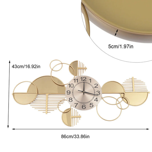 Modern Wall Clock Large Metal Minimalist Decor
