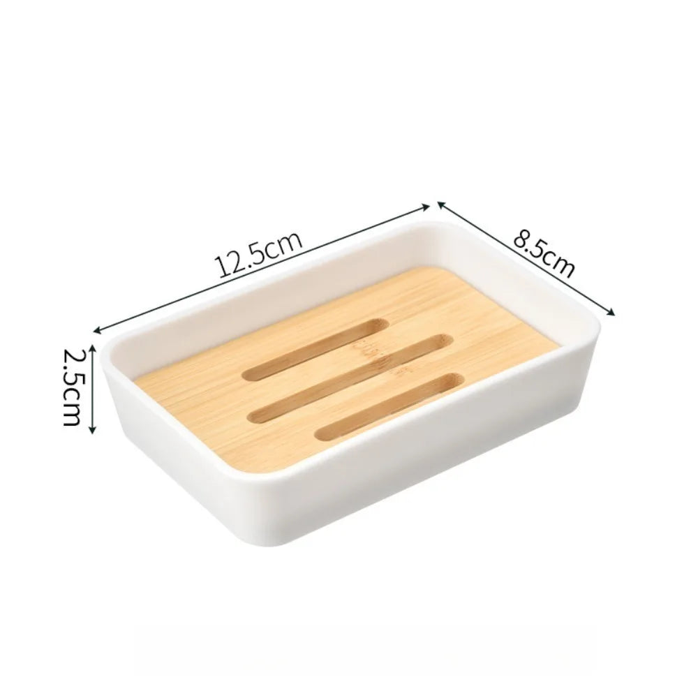 1PC Soap Holder Bathroom Bamboo Draining Box