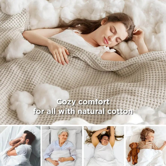 100 Cotton Waffle Weave Breathable Blanket