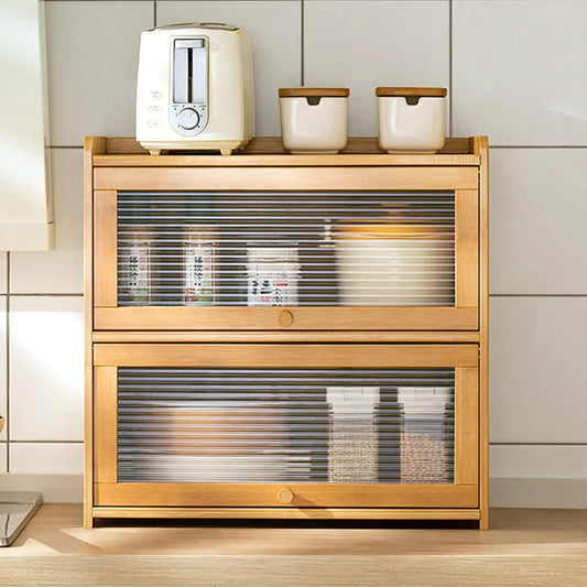 2-Tier Bamboo Kitchen Storage Cabinet