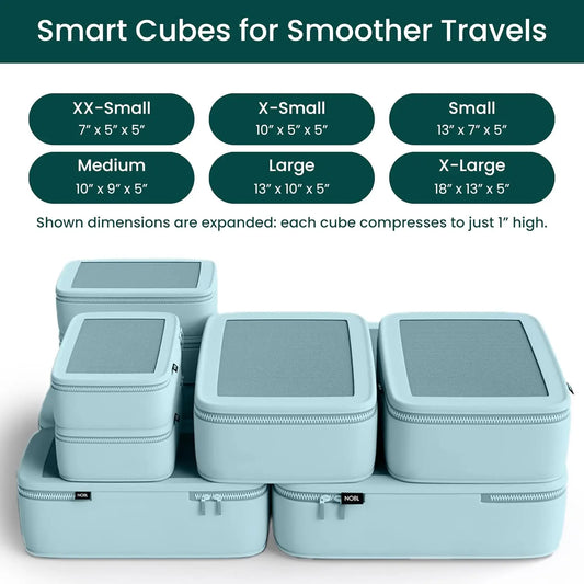 6-Piece Compressible Packing Cubes Set Travel Organizers