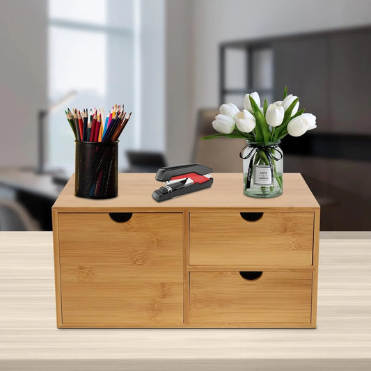 Desktop Bamboo Drawers Organizer for Home Office