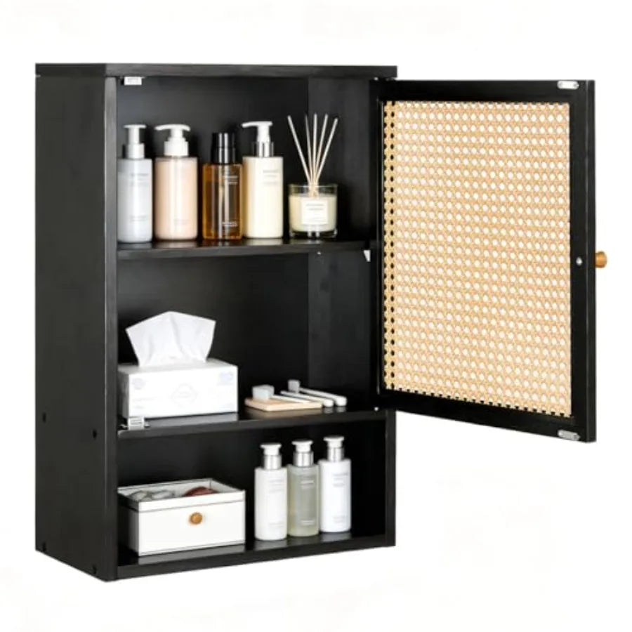Bamboo Medicine Cabinet with Rattan Doors