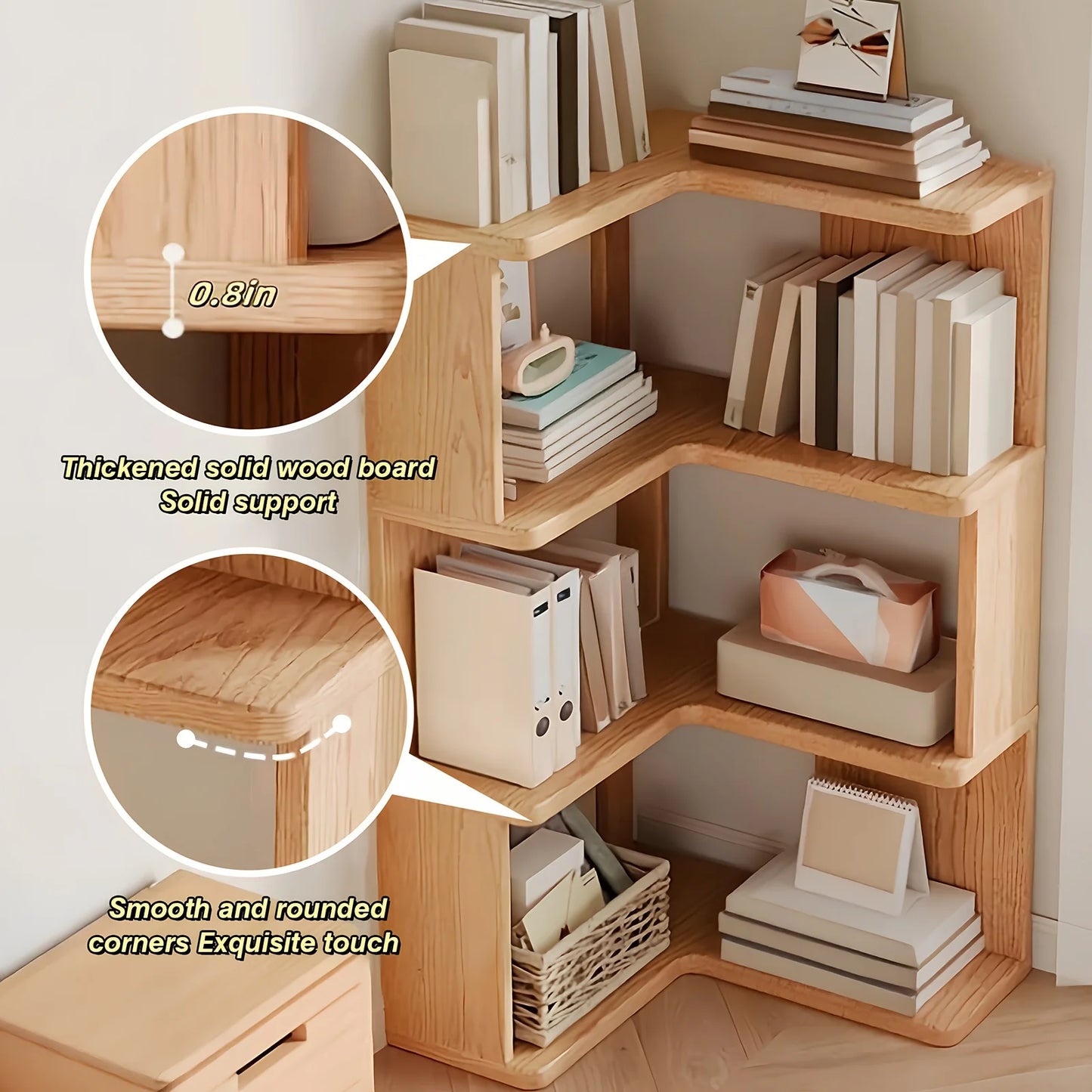 3-Tier/5-Tier L-Shaped Corner Bookshelf