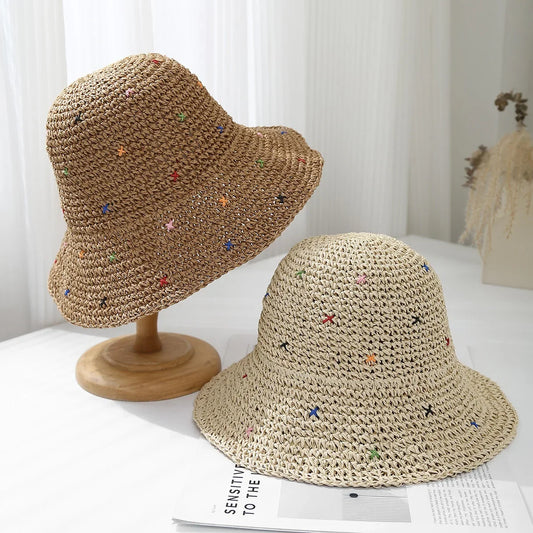 Crochet Straw UV Protect Travel Hat for Women