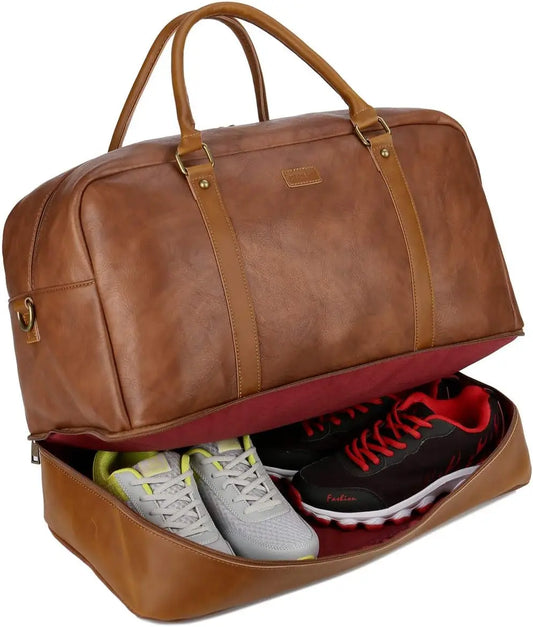 Large Vegan Leather Travel Duffel Weekender Bag