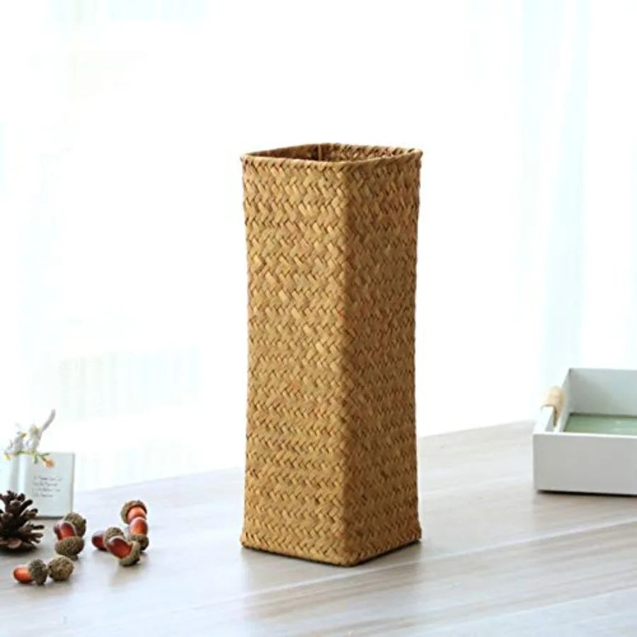 Natural Seaweed Weave Basket Pastoral Rattan Vase