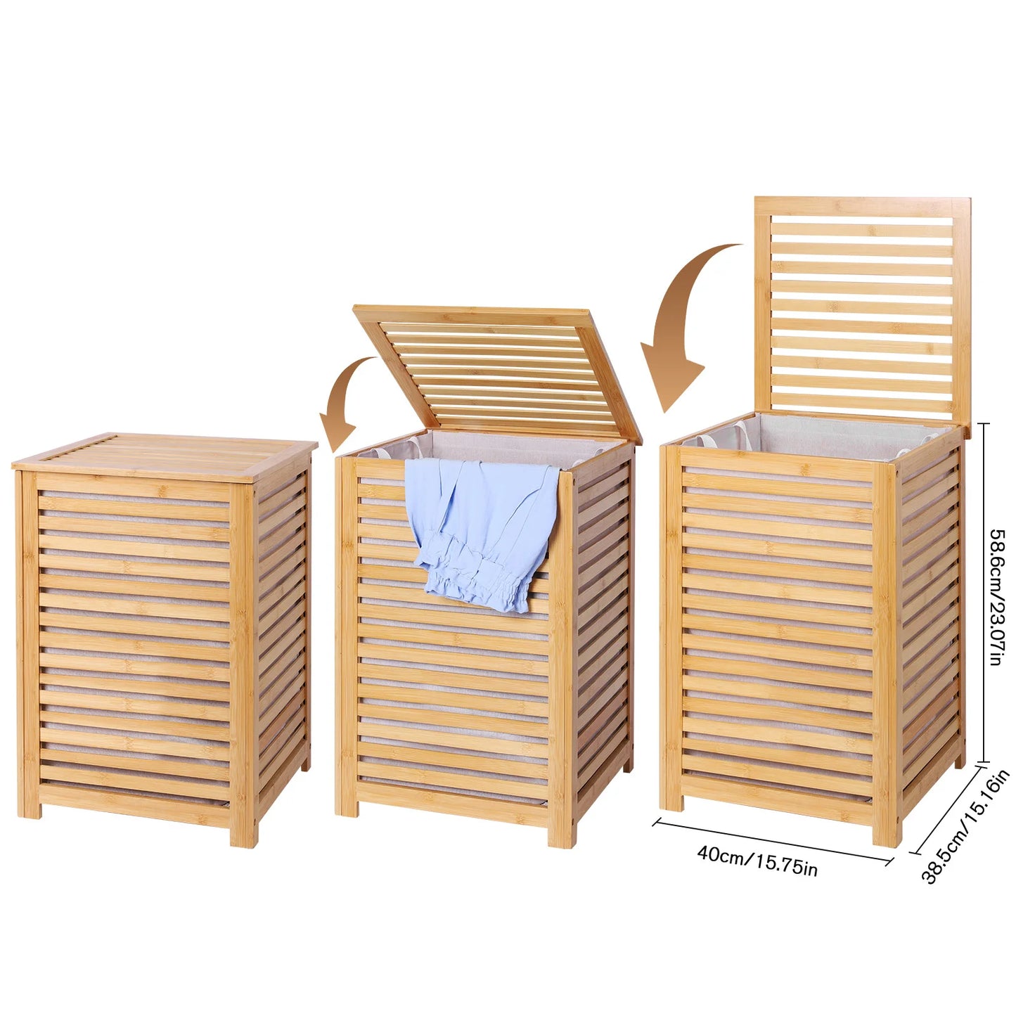 Bamboo Laundry Hamper with Removable Liner Bag