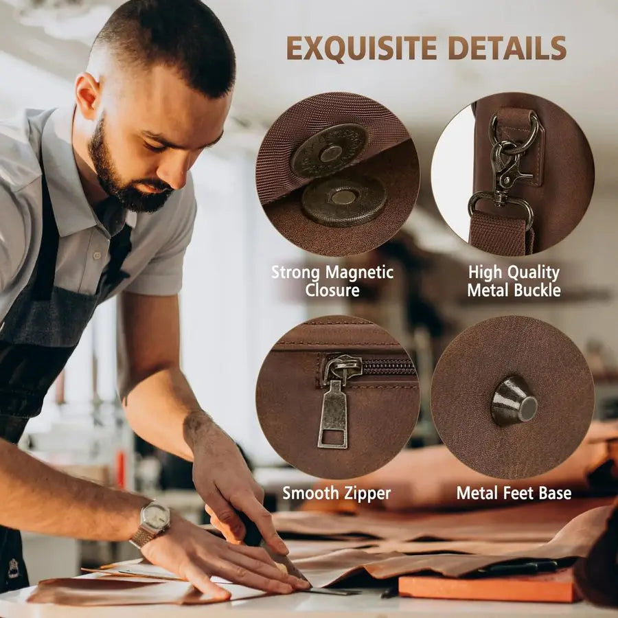 Large Leather Laptop Messenger Bag for Men