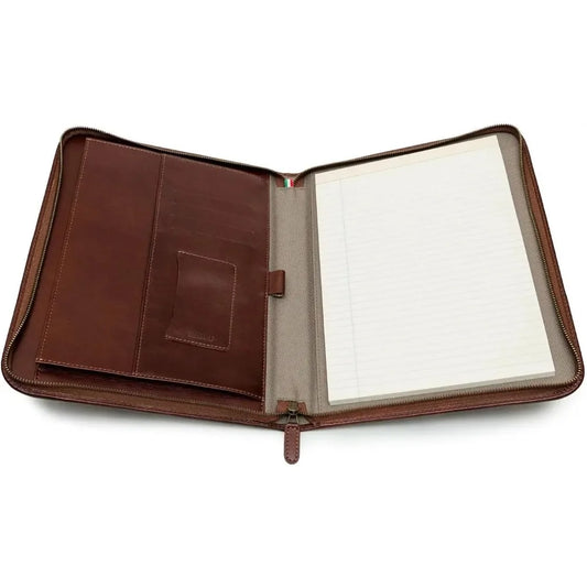 Leather Portfolio with Zipper for Laptop Sleeve