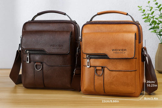 Men's Vintage PU Leather Crossbody Messenger Bag