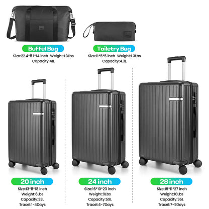 Expandable 5-Piece Luggage with Duffel Bag
