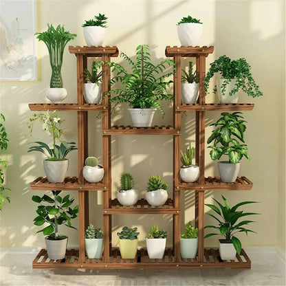 Multi-Tier Plant Stand Wood Flower Rack Holder