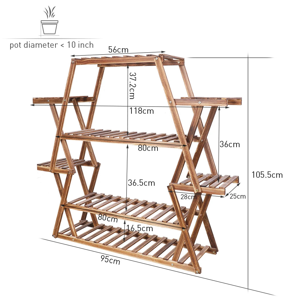 8 Tier Tall  Large Capacity Wood Plant Stand