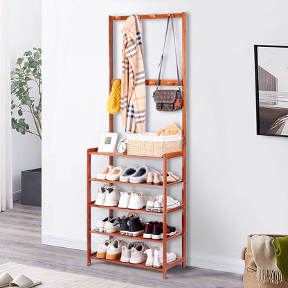 Coat Rack Shoe Bench Vintage Storage Shelf