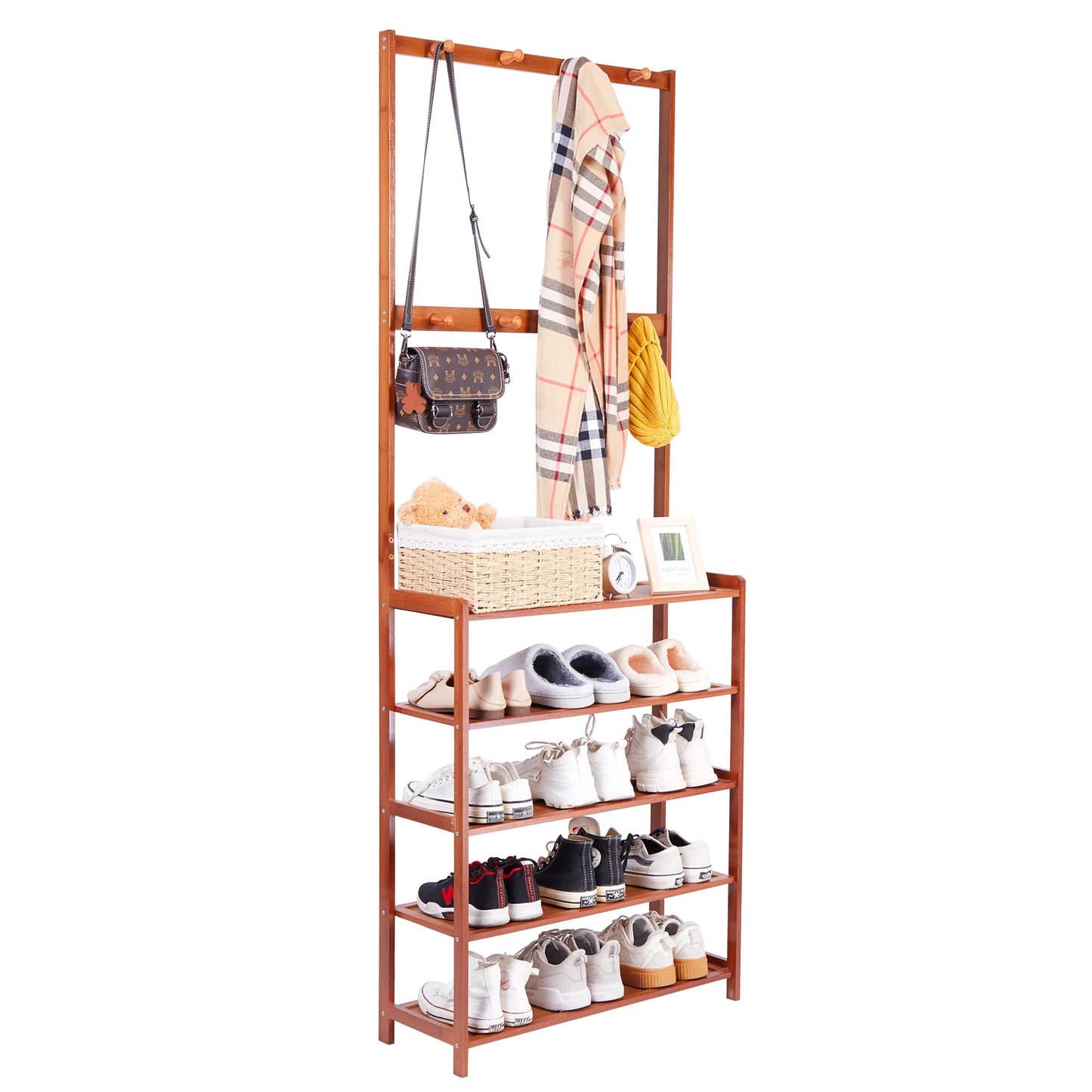 Coat Rack Shoe Bench Vintage Storage Shelf
