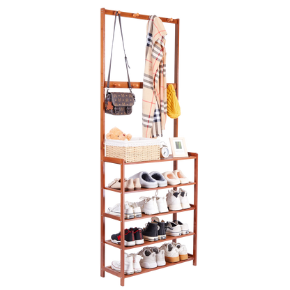 Coat Rack Shoe Bench Vintage Storage Shelf