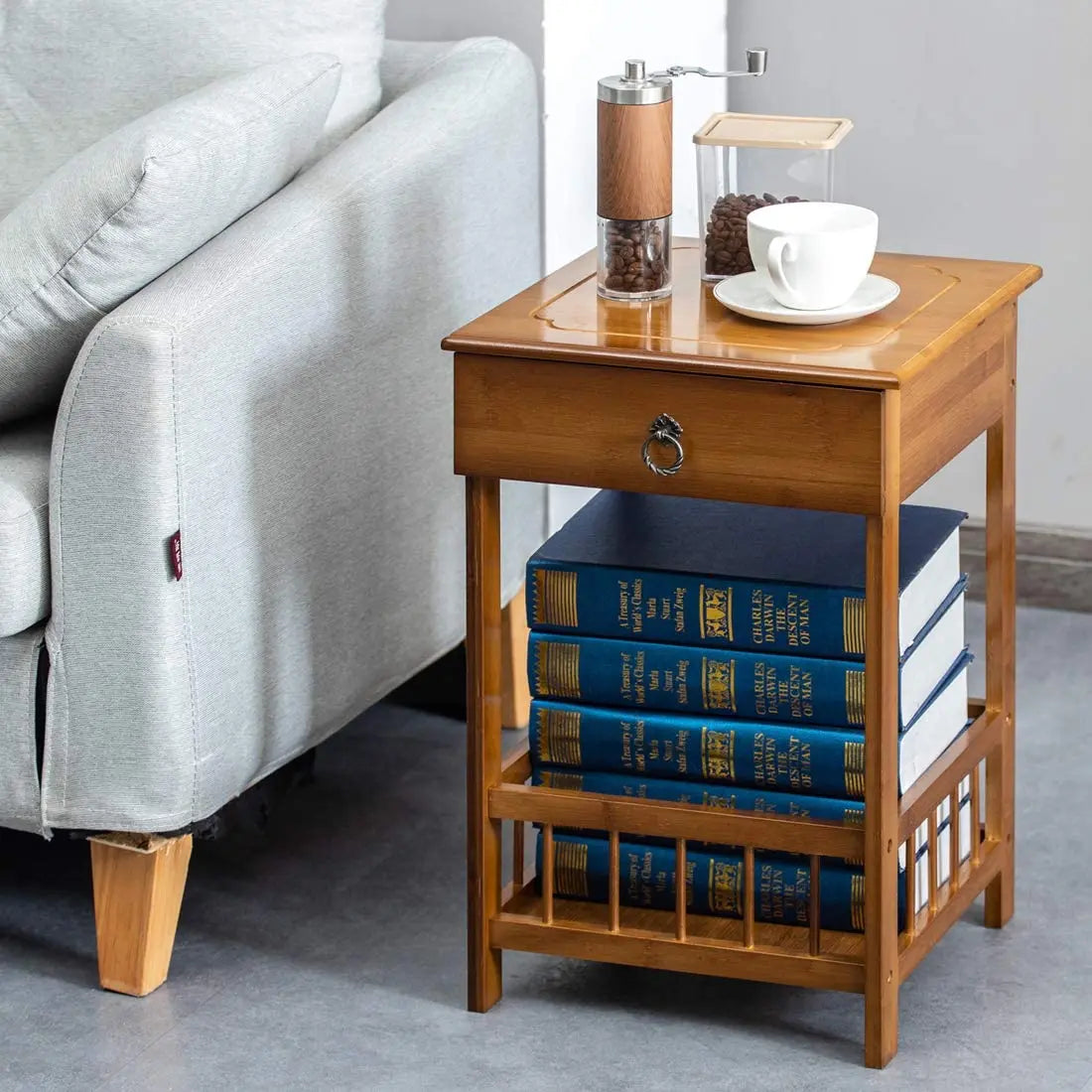 Bamboo Bedside Table with Drawer