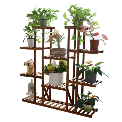 Multi-Tier Plant Stand Wood Flower Rack Holder