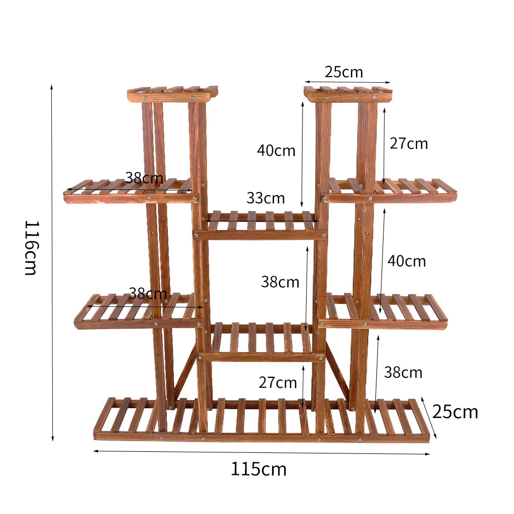 Multi-Tier Plant Stand Wood Flower Rack Holder