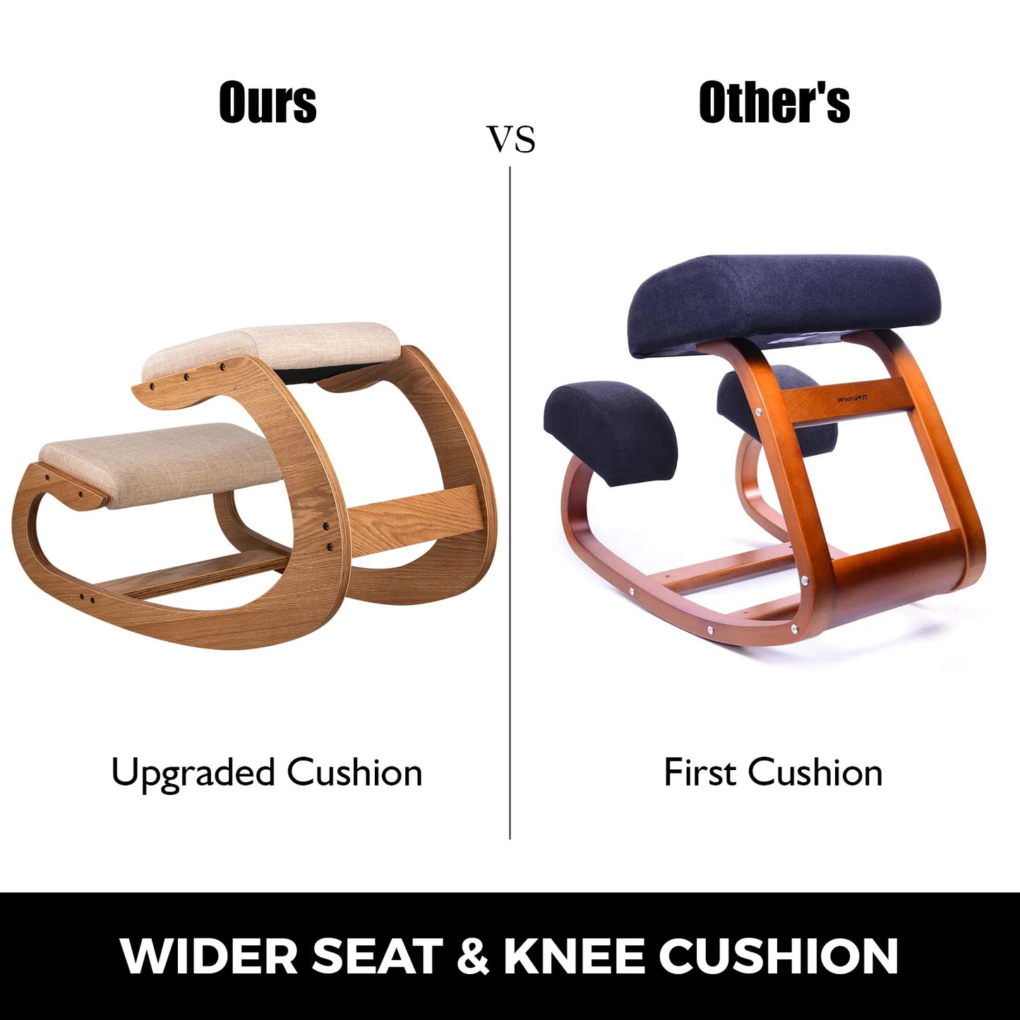 Ergonomic Rocking Wooden Kneeling Chair Thick Cushion