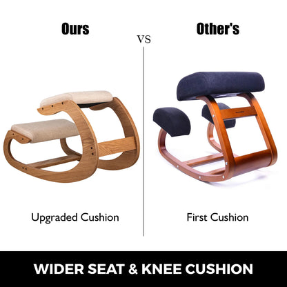 Ergonomic Rocking Wooden Kneeling Chair Thick Cushion