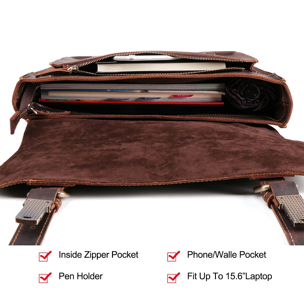 Vintage  Leather Messenger Bag  Laptop Shoulder Bag