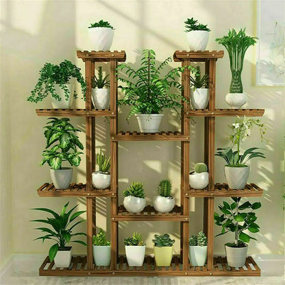 Multi-Tier Plant Stand Wood Flower Rack Holder