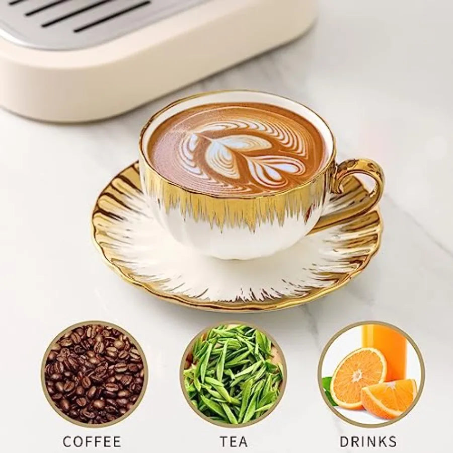 Set of Ceramic Saucers and Tea Cups
